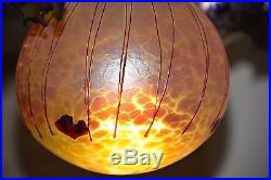 Massive AUSTRIAN BRONZE Bat Chandelier Lamp Gothic Loetz style art glass globes