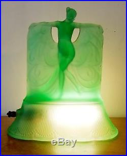 McKee Danse De Lumiere Art Deco Glass Lamp Nude