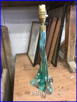 Mid Century Italian Art Glass Turquoise Twist Table Lamp Base