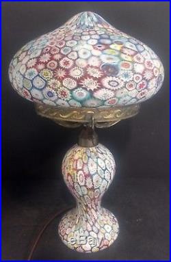 Mid-Century-Italian-Fratelli-Toso-Millefiori-Murano-Glass-Lamp Thousand Flowers