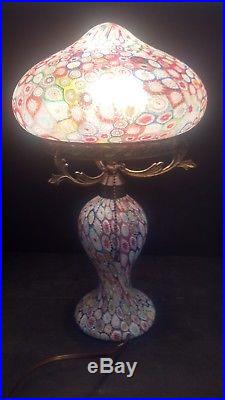 Mid-Century-Italian-Fratelli-Toso-Millefiori-Murano-Glass-Lamp Thousand Flowers
