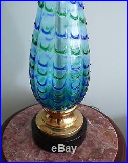 Mid-Century Modern Gino CENEDESE Murano Aqua Art Glass Fenici Fenecio Lamp