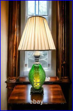 Mid Century Modern Green Art Glass Table Lamp