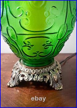 Mid Century Modern Green Art Glass Table Lamp
