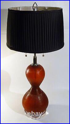 Mid Century Modern Italian Art Glass & Lucite Table Lamp