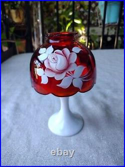 Mid Century Modern Westmoreland Red and White Art Glass Fairy Lamp