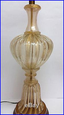 Mid Century Murano Barbini Ercole Barovier & Toso Large Swirl Gold Flecks Lamp