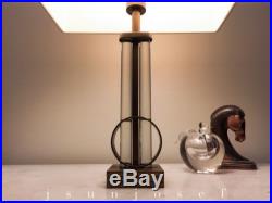 Mid Century Streamline Art Deco Brass & Glass Rod Lamp by Gilbert Rohde MSLC