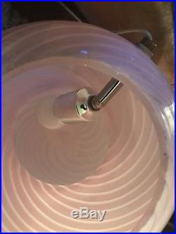 Mid Century Vetri MURANO Crystal Venini Swirl Pink Glass Mushroom Lamp
