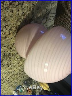 Mid Century Vetri MURANO Crystal Venini Swirl Pink Glass Mushroom Lamp