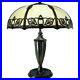 Miller Electric Table Lamp with Filigreed Eight-Panel Art Glass Shade 1920's