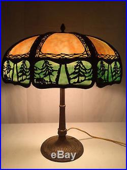 Miller arts crafts mission slag glass Bradley hubbard handel era antique lamp nr