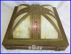 Mission arts crafts stained leaded slag glass lamp shade tiffany handel parker