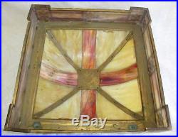 Mission arts crafts stained leaded slag glass lamp shade tiffany handel parker