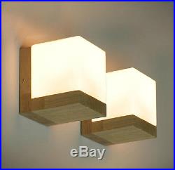 Modern Solid Wood Wall Lamp Glass Cover Light DIY Lighting Home Cafe Art