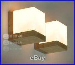 Modern Solid Wood Wall Lamp Glass Cover Light DIY Lighting Home Cafe Art