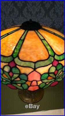 Mosaic Leaded Glass Lamp c 1910 Handel Tiffany arts crafts Duffner slag era