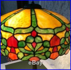 Mosaic Leaded Glass Lamp c 1910 Handel Tiffany arts crafts Duffner slag era