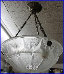 Muller Freres, splendid french art deco chandelier ceiling light lamp