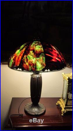 Multi Color Slag Glass Arts Crafts Table Lamp