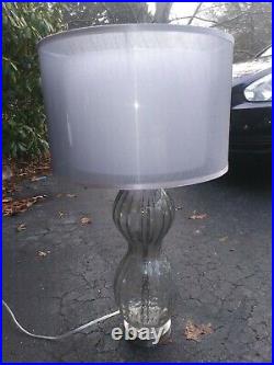 Murano Art Glass Table Lamp 2 tier Silver Shade 29 tall Mint Midcentury Style