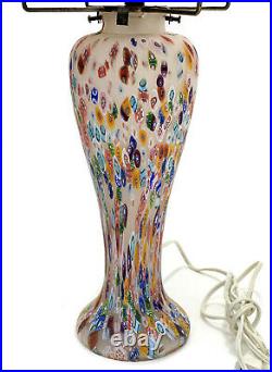 Murano Italian Millefiori Art Glass Table Lamp, Mid Century