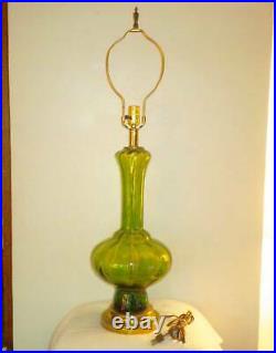 Murano Italian Optic Art Glass Table Lamp Vintage Mid Century Modern