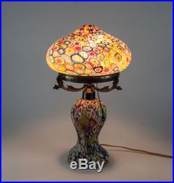 Murano Millefiori Art Glass & Brass Mounted Table Lamp, Possibly Toso. C1940