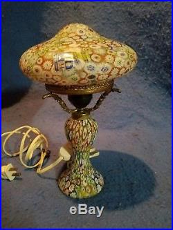 Murano Millefiori Glass Tiny Lamp Thousand Flowers Mushroom Style Shade KB Italy