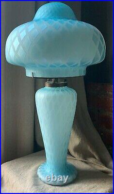 Murano Satin Art Glass Mother of Pearl Mushroom Table Lamp Mid Century Modern