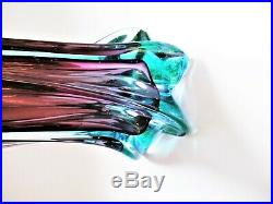 Murano Sommerso faceted art glass lamp base sculpture