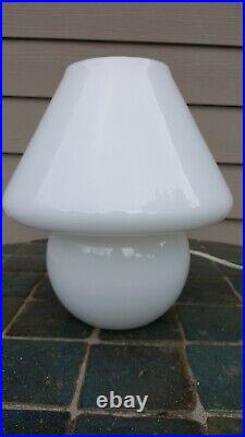 Murano Vetri MID Century Modern Mushroom Table Lamp White 11 Art Glass