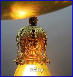 Museum-Quality QUEZAL Art Nouveau 7-Shade Ceiling Lamp c. 1904 antique glass