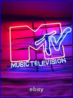 Music Television Neon Light Lamp Sign 20x16 Beer Bar Real Glass Artwork