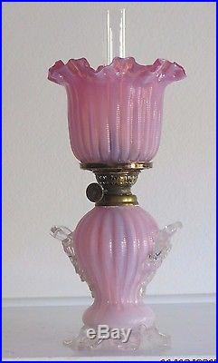 Nailsea Lime Victorian Art Glass Miniature Antique Kerosene Oil Lamp Shade MINT
