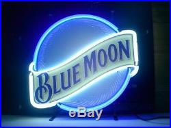 New Blue Moon Beer Neon Light Sign 17x14 Man Cave Lamp Artwork Glass Board Bar