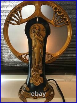 Nude Girl Through the Keyhole Art Deco Style Table Lamp by Oliver Tupton