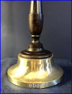 ORIGINAL 1930s ART DECO TABLE DESK LAMP BRASS BASE MAHOGANY STEM. GLOBE SHADE