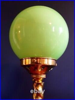 ORIGINAL 1930s ART DECO TABLE DESK / LAMP BRASS STEM. ICONIC GLOBE GLASS SHADE