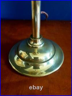 ORIGINAL 1930s ART DECO TABLE DESK LAMP. BRASS STICK LAMP STEM. GLOBE GLASS SHADE