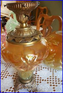 One Of Fenton's Rarest Glass Lamp 1980 Regal Iris Gwtw Aqua Opal. Free Ship