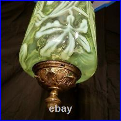 Opalescent Vaseline Glass hanging Candle lamp. Art Nouveau. Ca 1895
