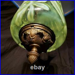 Opalescent Vaseline Glass hanging Candle lamp. Art Nouveau. Ca 1895