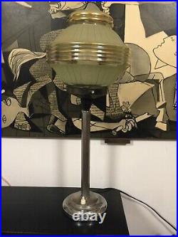 Original Antique Art Deco Table Lamp Chrome Glass 1920's 1930's