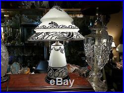 Original Art Deco Painted Glass Lamp 1920s Czechoslovakia excellent 19 inch