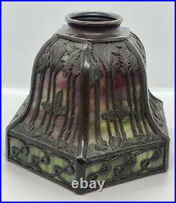 Original Handel Lamp Slag Glass Arts Crafts Antique Tropical S Border Shade
