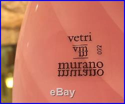 PAIR MID CENTURY Vetri MURANO Crystal Venini Swirl Pink Glass Mushroom LAMPS