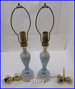 Pair Aladdin Pre-War Blue Alacite Glass Candlestick Electric Table Lamps FREE SH