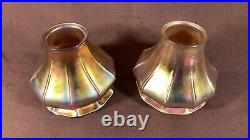 Pair Antique Art Glass Lamp Shade Light Sconce Steuben Loetz Fostoria Tiffany