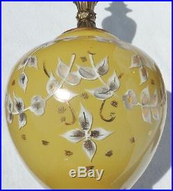 Pair Antique/Vtg Mid Century Hollywood Regency Hd Ptd Art Glass Table Lamps 5188
